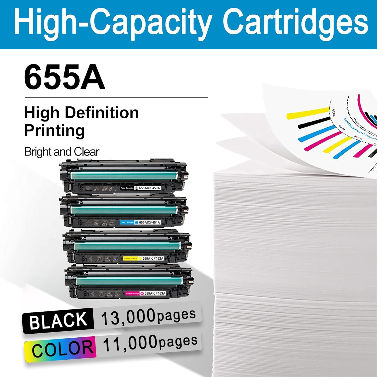 8 Pack Toner Cartridge Replacement for HP Color Enterprise M652n M652dn M653dn M653x M653dh MFP M681dh M681f Flow MFP M681f M681z M682z Q2425