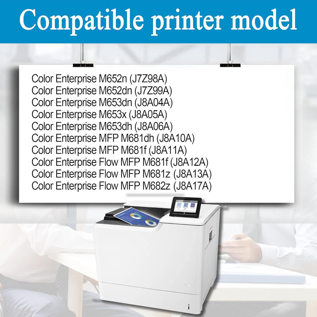 8 Pack Toner Cartridge Replacement for HP Color Enterprise M652n M652dn M653dn M653x M653dh MFP M681dh M681f Flow MFP M681f M681z M682z Q2425