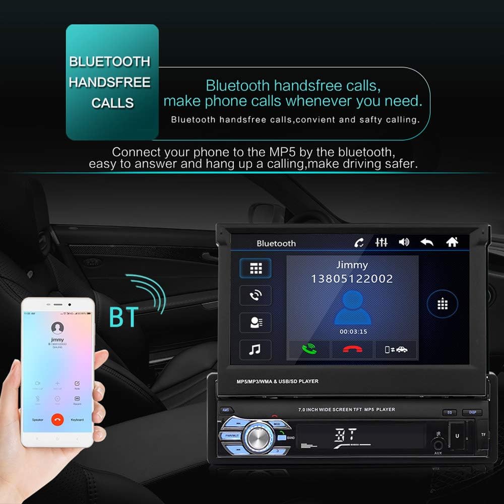Single Din Touchscreen Car Stereo with Bluetooth FM Radio USB AUX Input T905394