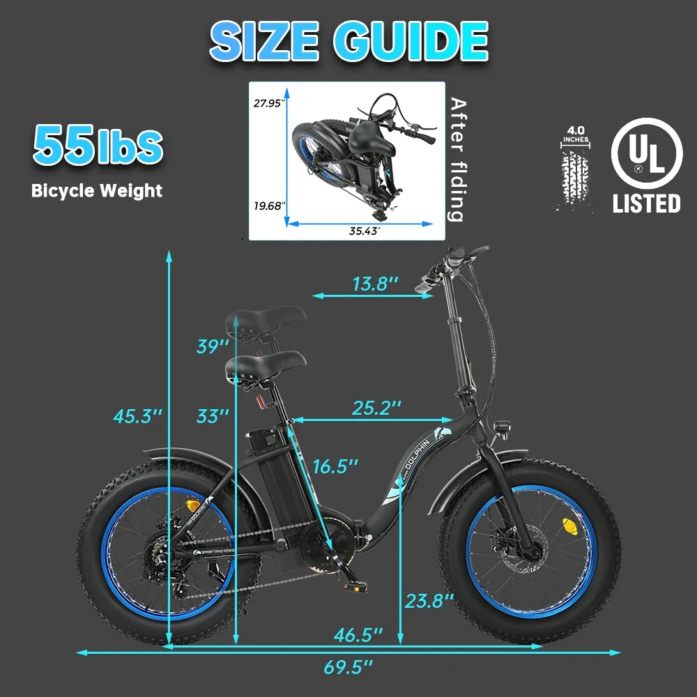 500 W 36 V 20" Electric Bicycle Fat Tire Removable Battery 7 Speed K252868