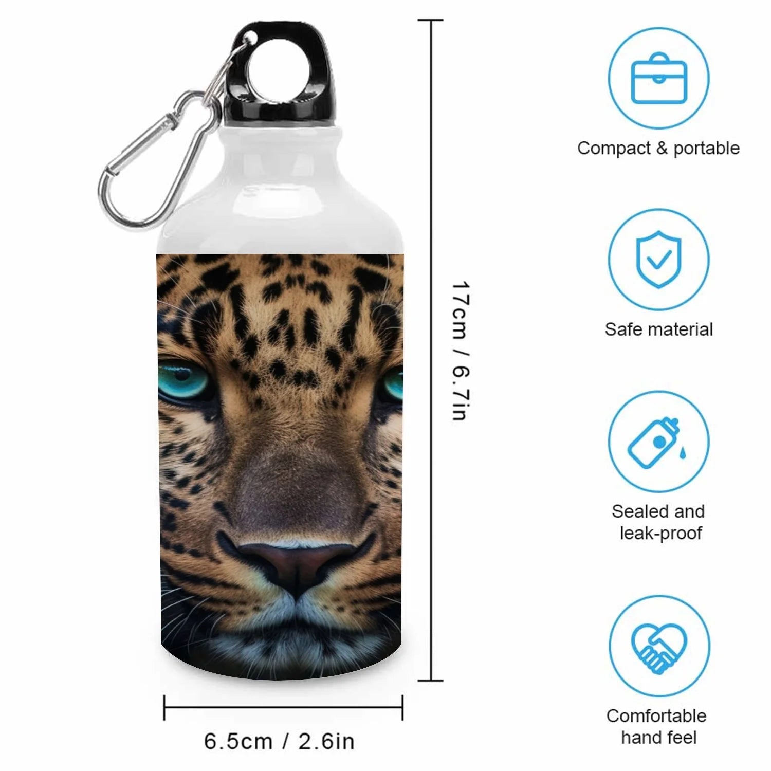 Gold Leopard 400ml Sport Aluminum Water Bottle with Twist Cap D7125
