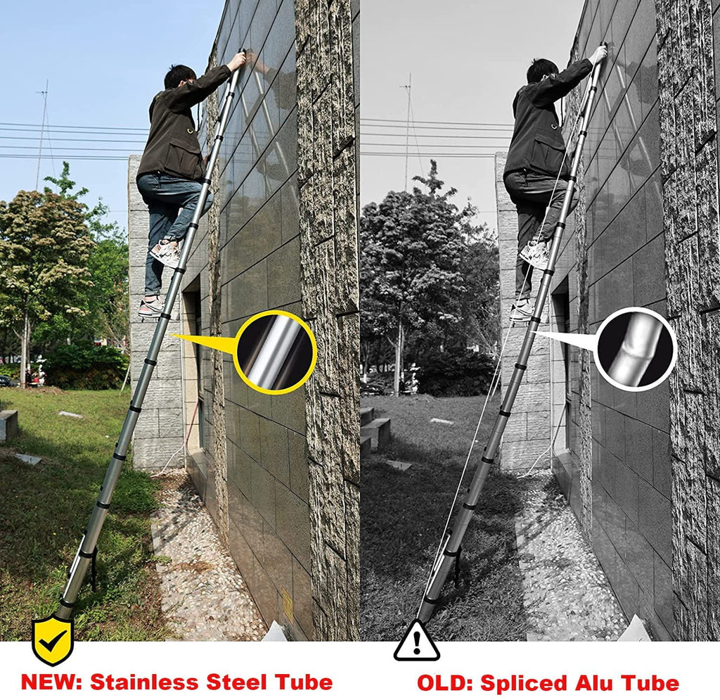 Stainless Steel Telescoping Folding Ladder 330lb Load Capacity U38883