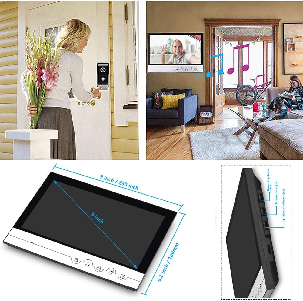 9 Inches Monitor Video Doorbell Intercom System with HD Camera Q147962