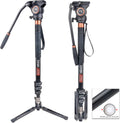 Aluminum Telescopic Camera Monopod with Pan Tilt Fluid Head and 3-Leg Tripod Base N63174