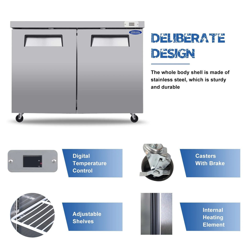 48" Under Counter Freezer on Wheels Casters O768