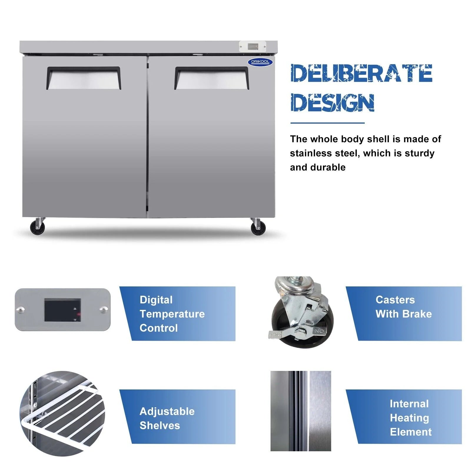 48" Under Counter Freezer on Wheels Casters O768
