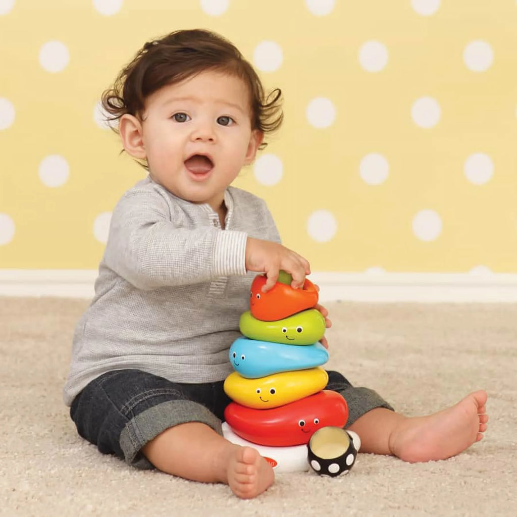 Multicolor 7-Piece Ring Stacking Toy with Rocking Base P5557