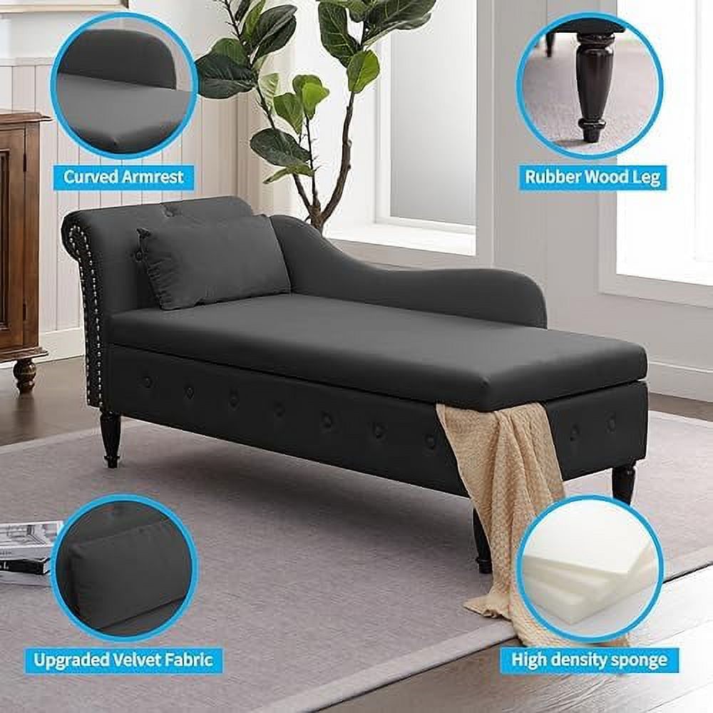 Velvet Chaise Lounge Chair with Cushion T113
