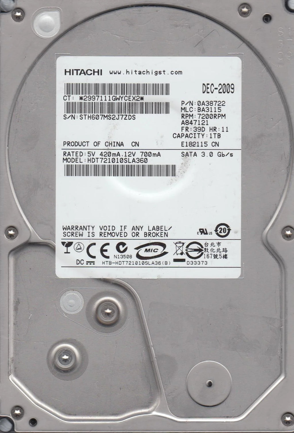 1TB SATA 3.5 Hard Drive S893