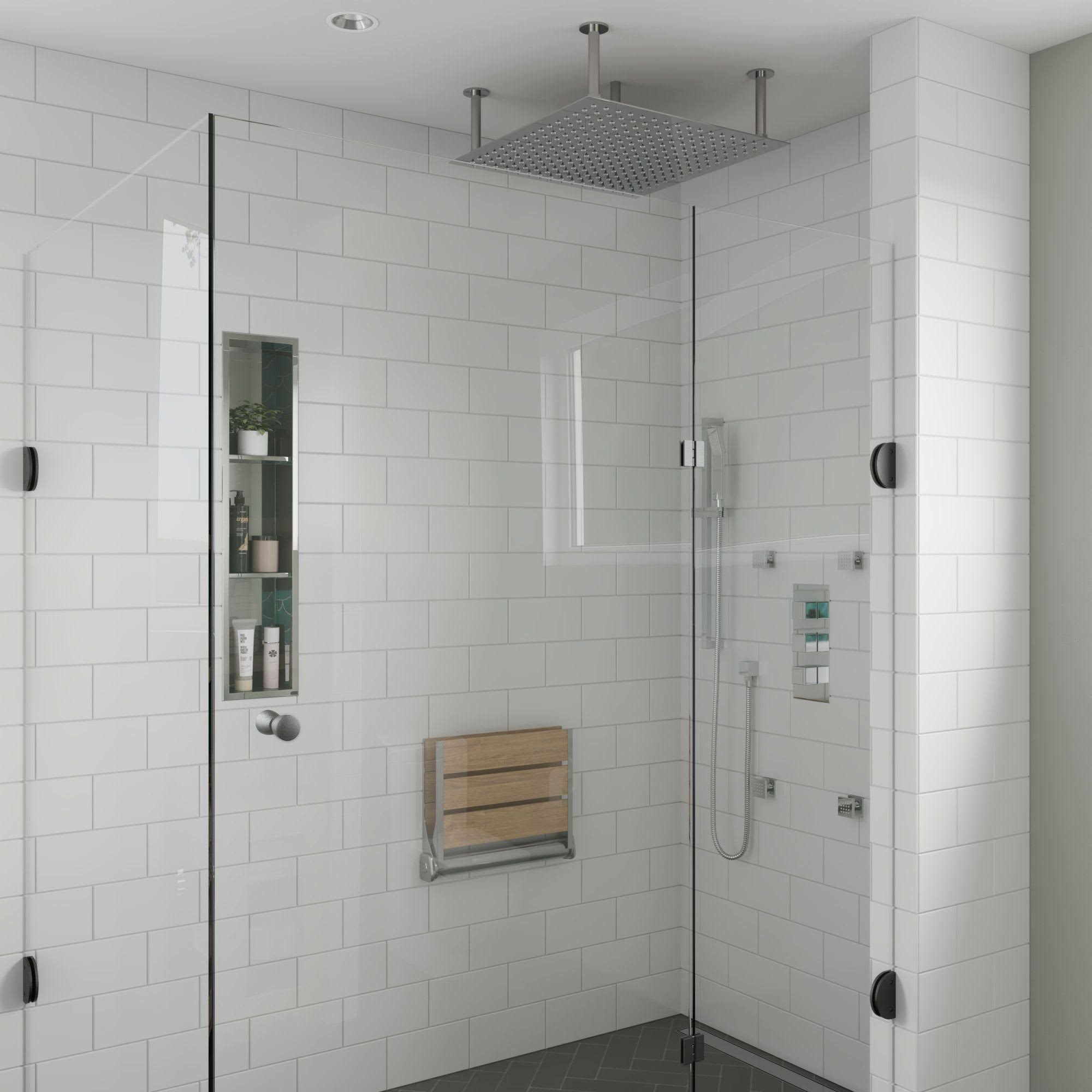 Polished Chrome Hand Held Shower Head Set with Hose G784