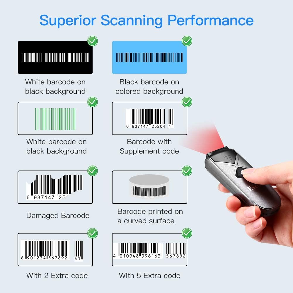 2.4G Wireless Bluetooth USB Barcode Scanner Pack of 2 O557376