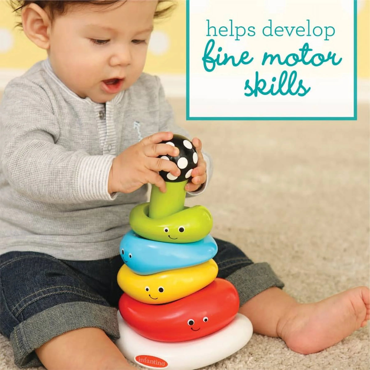 Multicolor 7-Piece Ring Stacking Toy with Rocking Base P5557