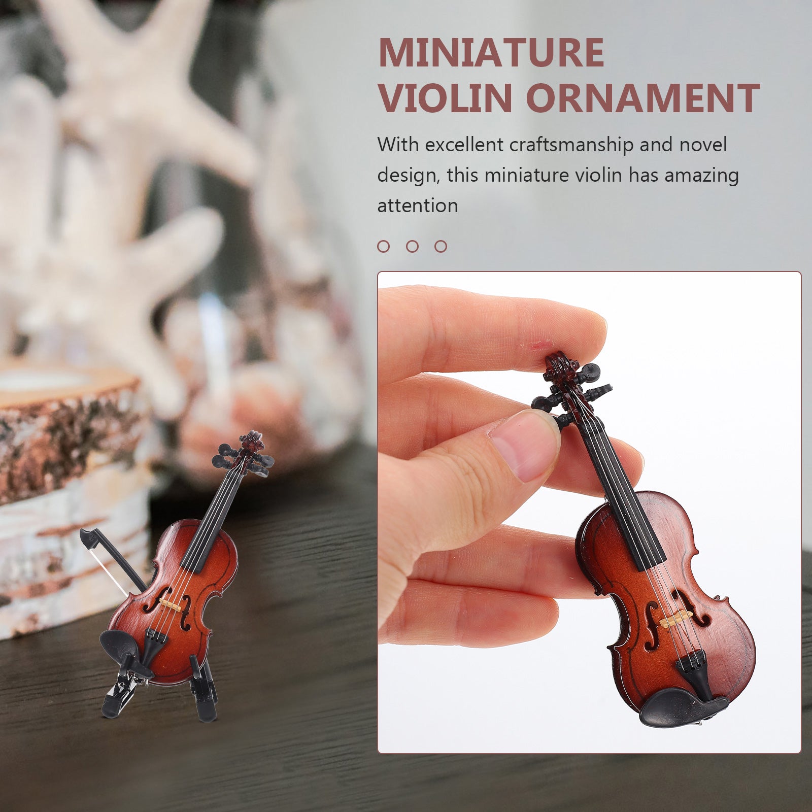 Violin Ornaments Baby Doll Toys Tabletop Decor 2 Sets J75234