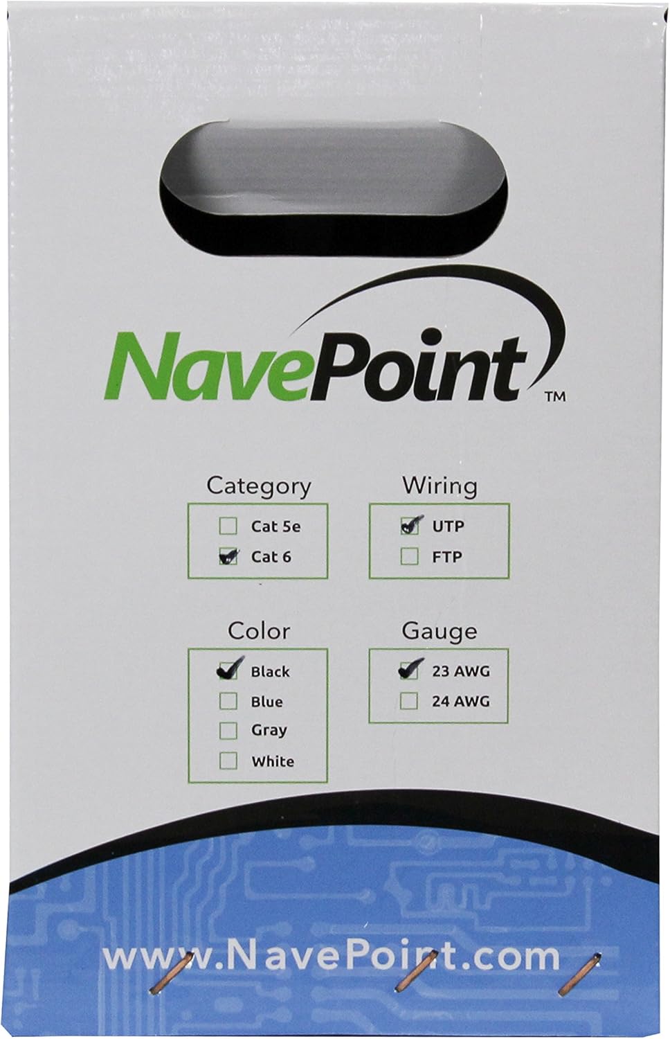 Cat6 250ft Black Solid Bulk Ethernet Cable 23AWG 4 Pair UTP Pack of 2 P5872