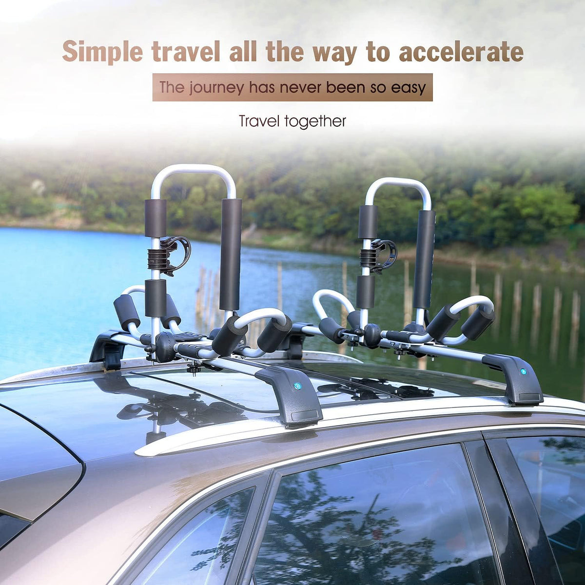 J-Style Folding Kayak Roof Rack with 2pcs Straps and Paddle Holders A5881