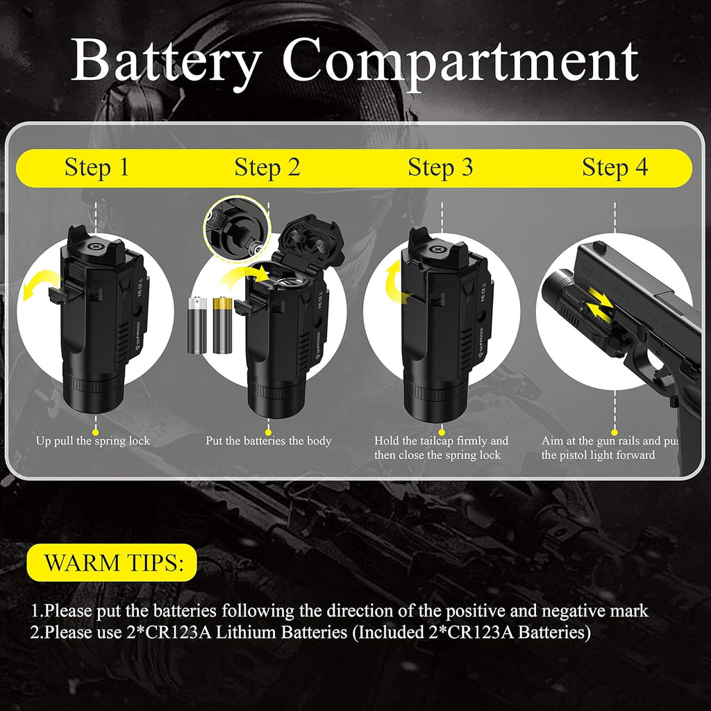 1200 Lumen Compact Pistol Weapon Light with 2 x CR123A Batteries V320