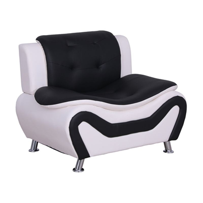 3-Piece Set with Sofa and 2 Club Chairs in Black & White C33059