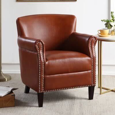 Caramel Faux Leather Wide Armchair W773