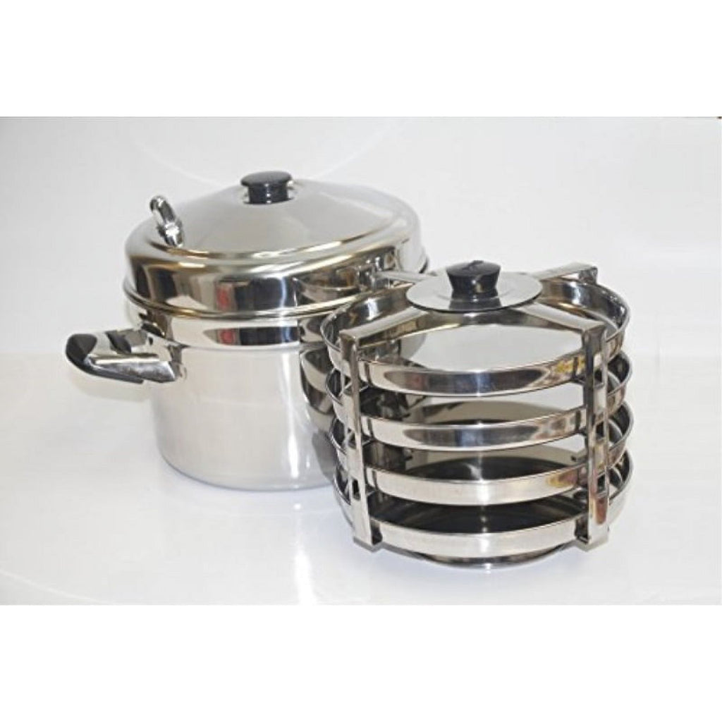 4-Plate Stainless Steel Dhokla Stand with Cooker A804534