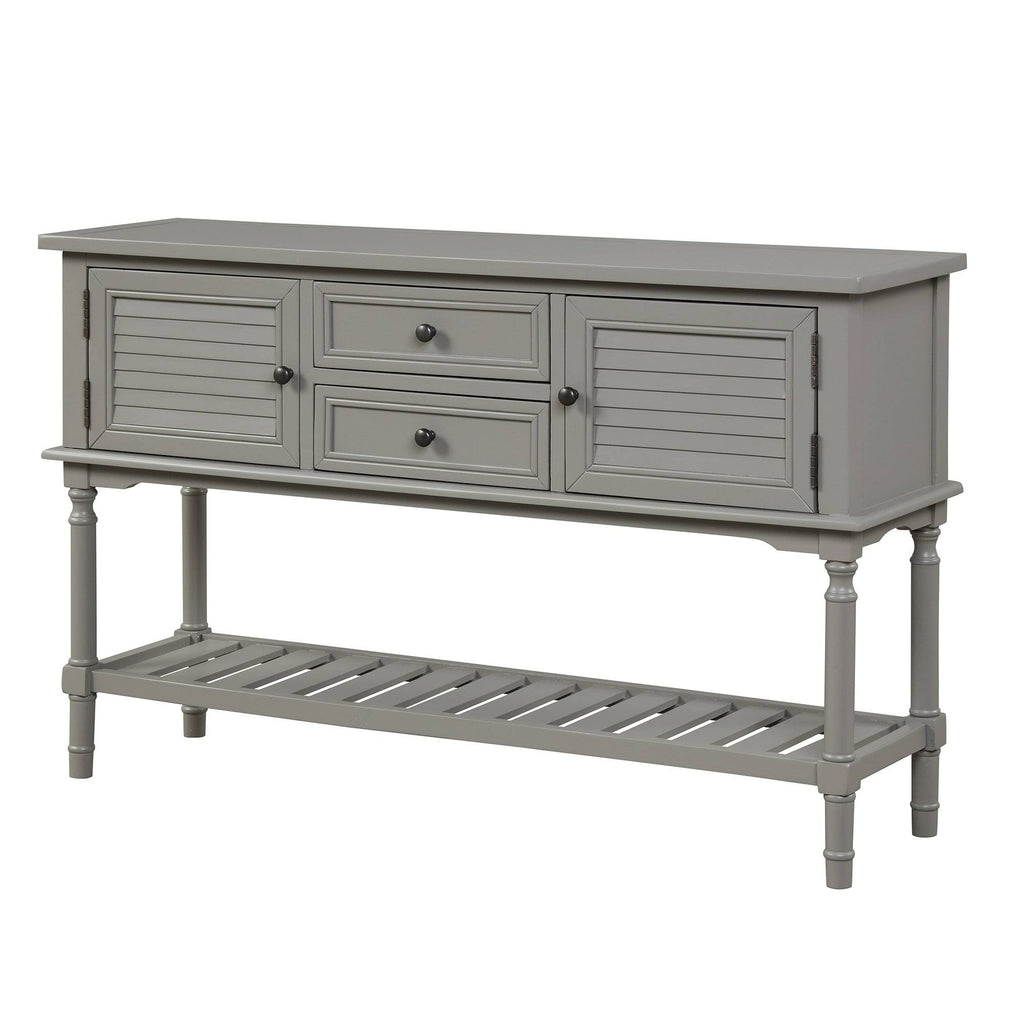 Modern Pine Console Table with 2 Drawer, 1 Cabinet, 1 Shelf, Greige S61101