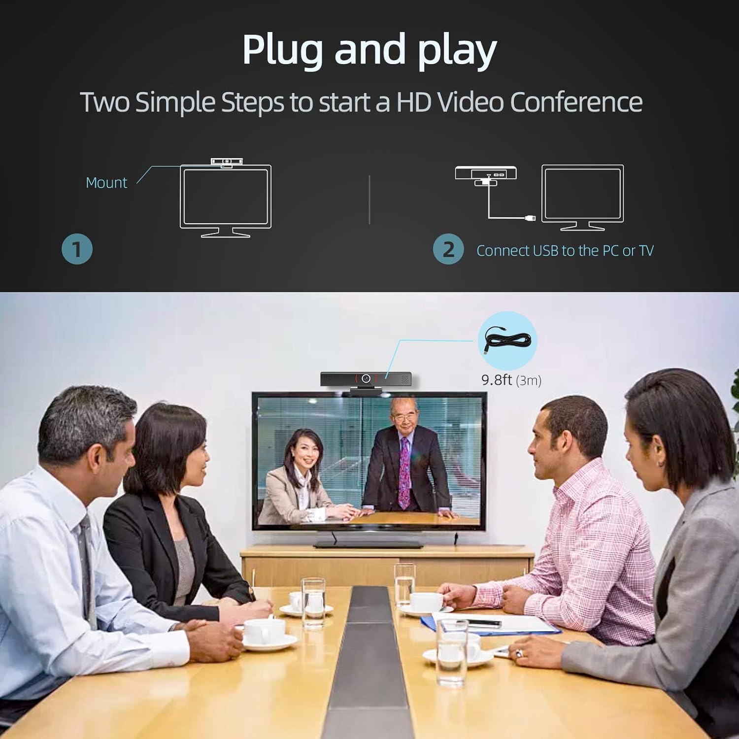 1080p Full HD Webcam with Stereo Microphone and Speaker U4880