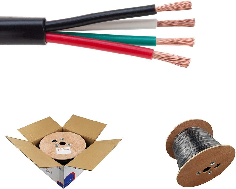 Outdoor Speaker Cable 16 AWG Direct Burial UV Protection Rated Water Proof Wire (250 Feet, 16/4) A6794