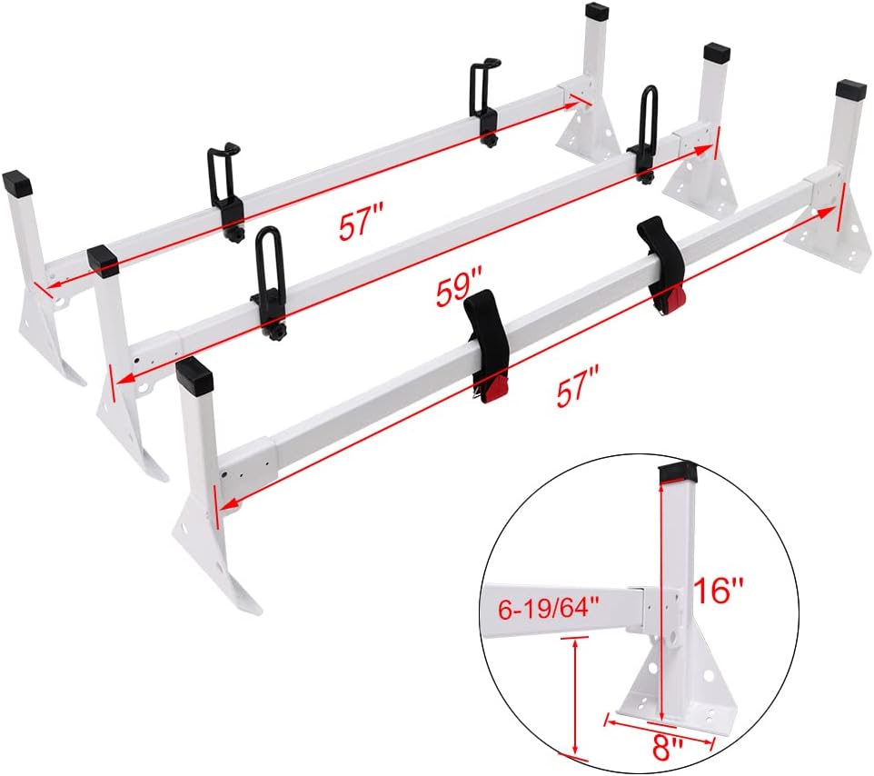 3 Bar Rain-Gutter Mount Roof Rack H280