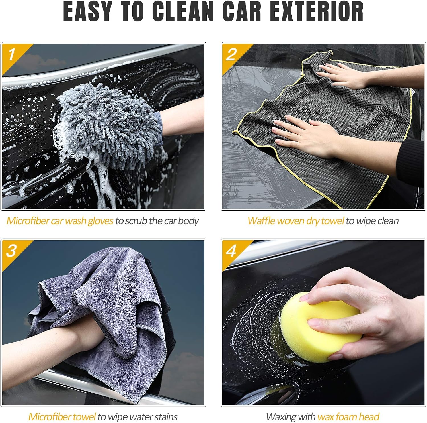 12 Pcs Car Wash Kit with Microfiber Towels and Storage Box B43362