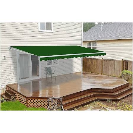 Motorized Retractable Patio Awning 20x10 Feet, Gray and White Striped N3847