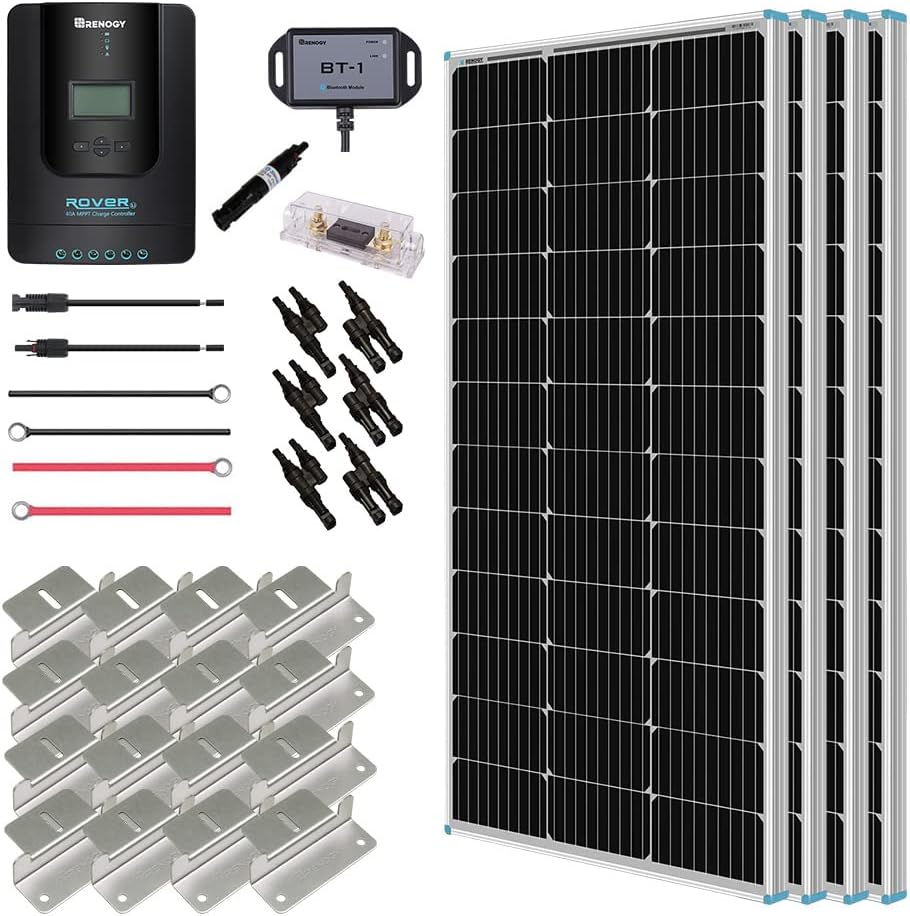 400 Watt 12 Volt 4 Pcs 100W Panel 40A MPPT Charge Controller Bluetooth Module Solar Power System B668413