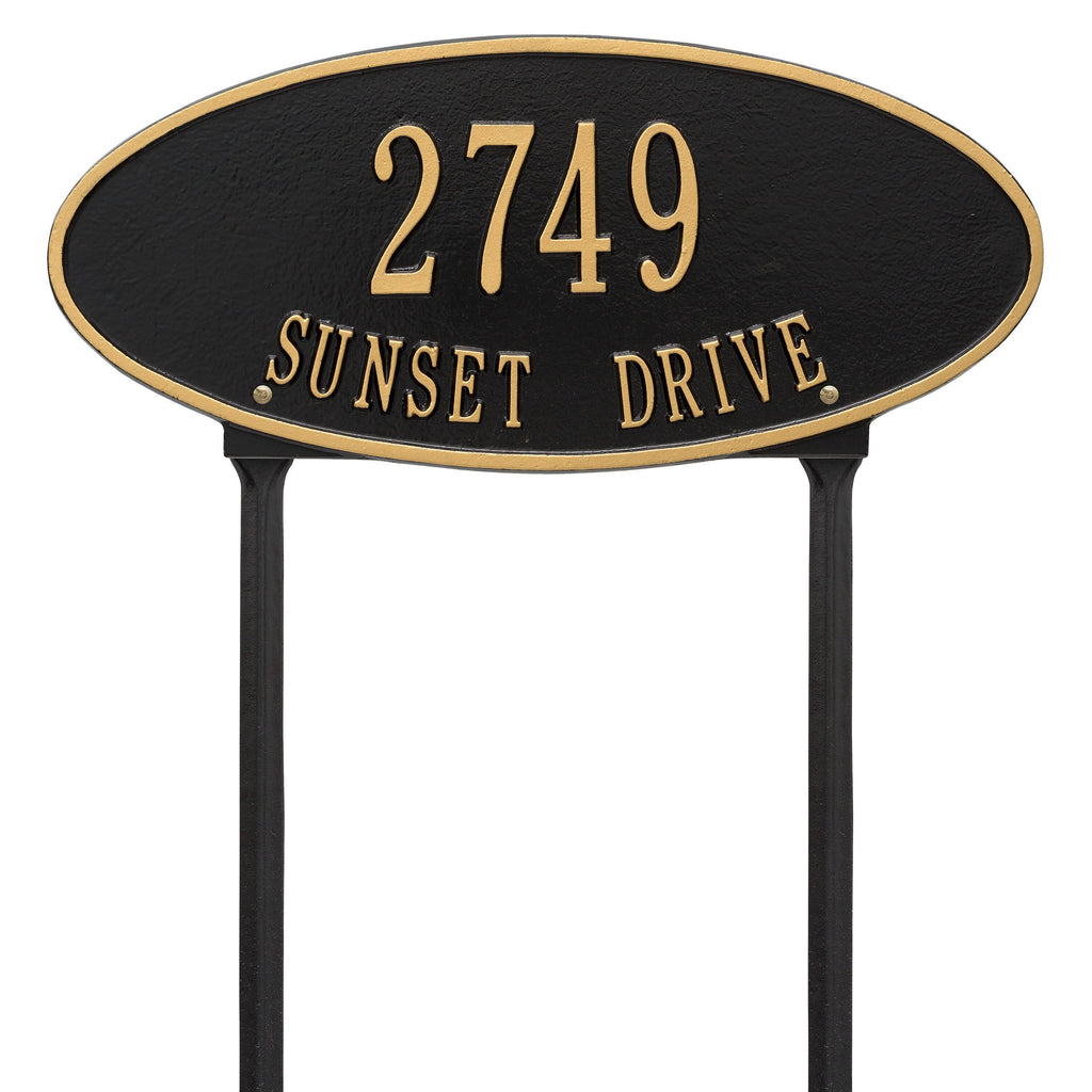 Oval Lawn Two Line Black Silver T545887
