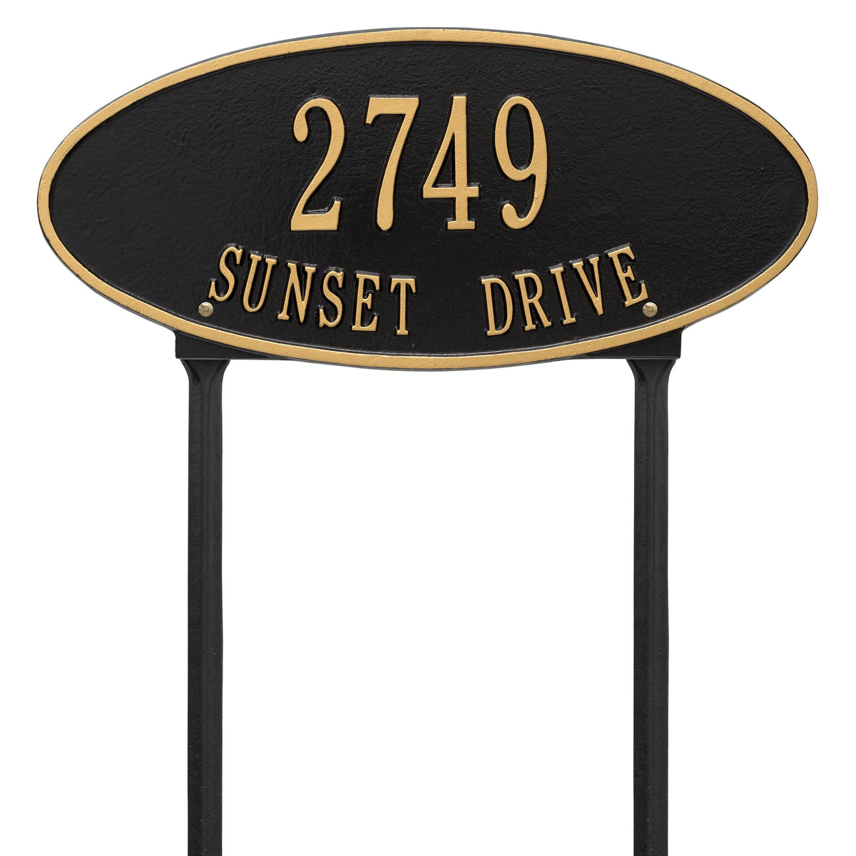 Oval Lawn Two Line Black Silver T545887