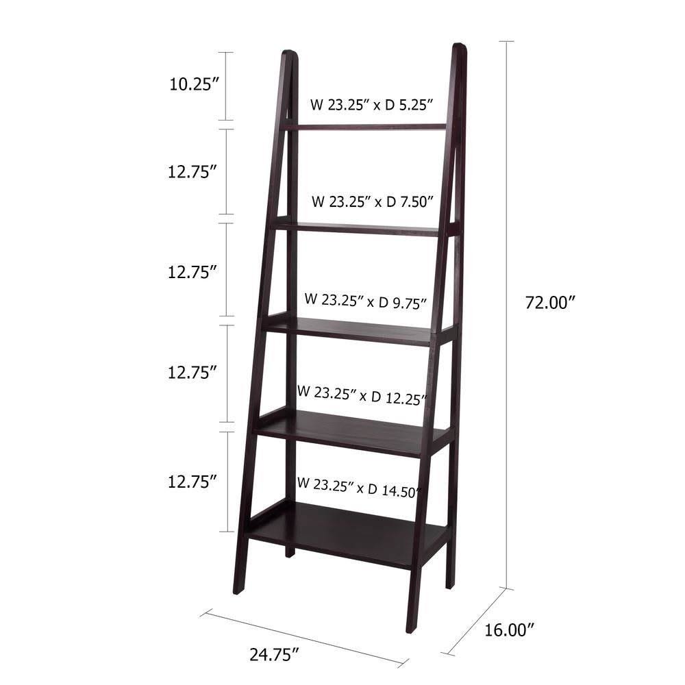 5 Shelf Ladder Bookcase Espresso E505640