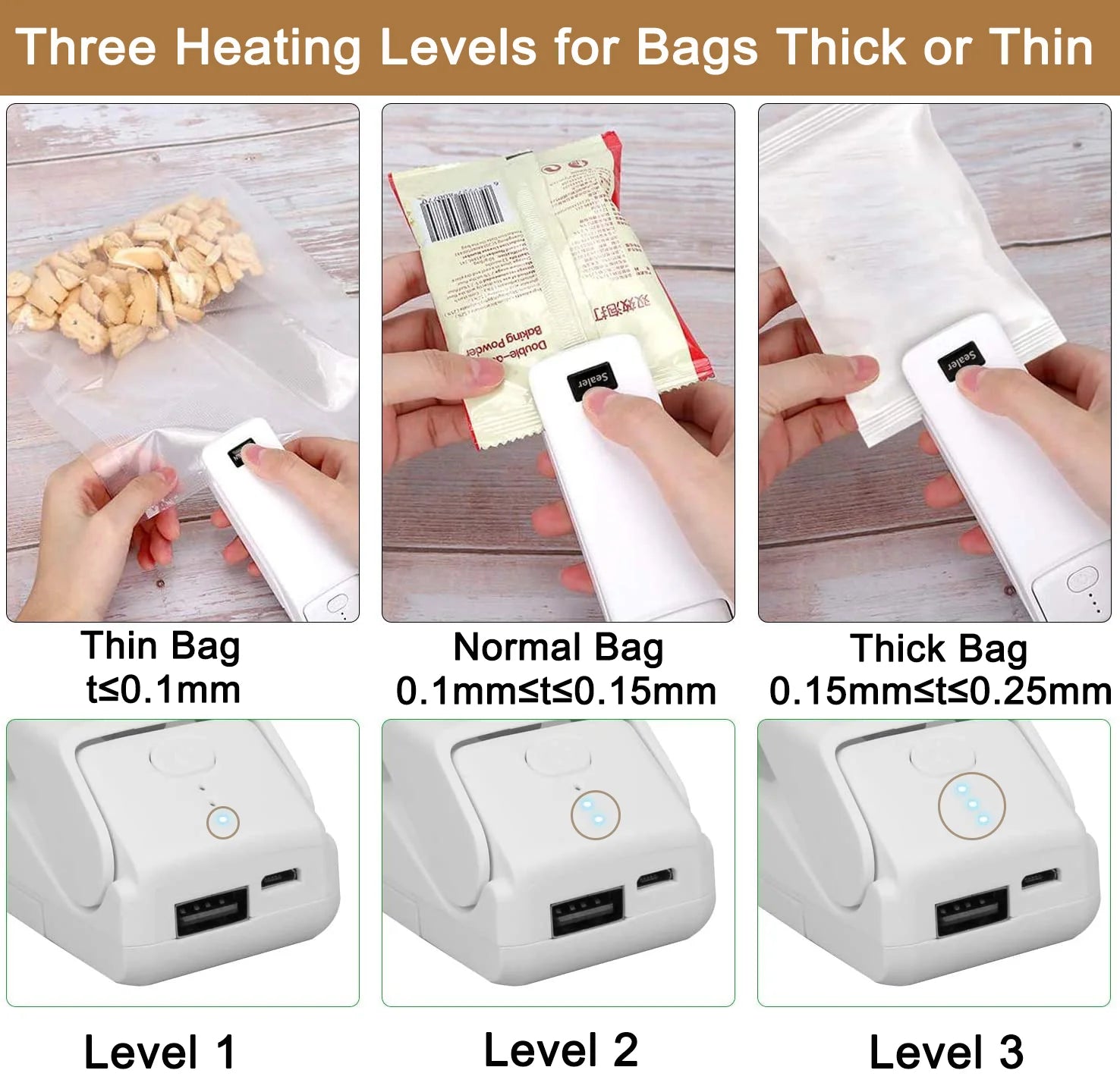 Rechargeable 4-in-1 Handheld Heat Sealer with Cutter Z587802