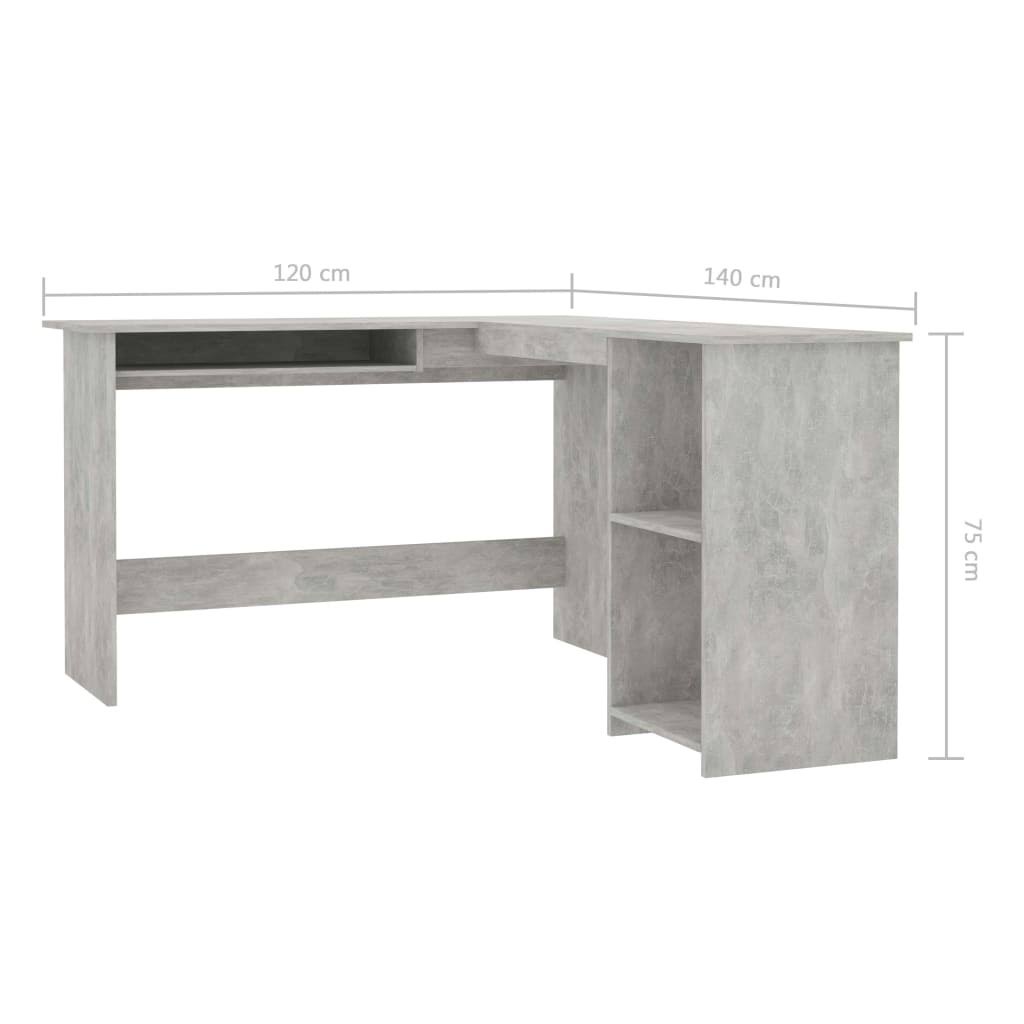 Concrete Gray L-Shaped Corner Desk Chipboard I7230