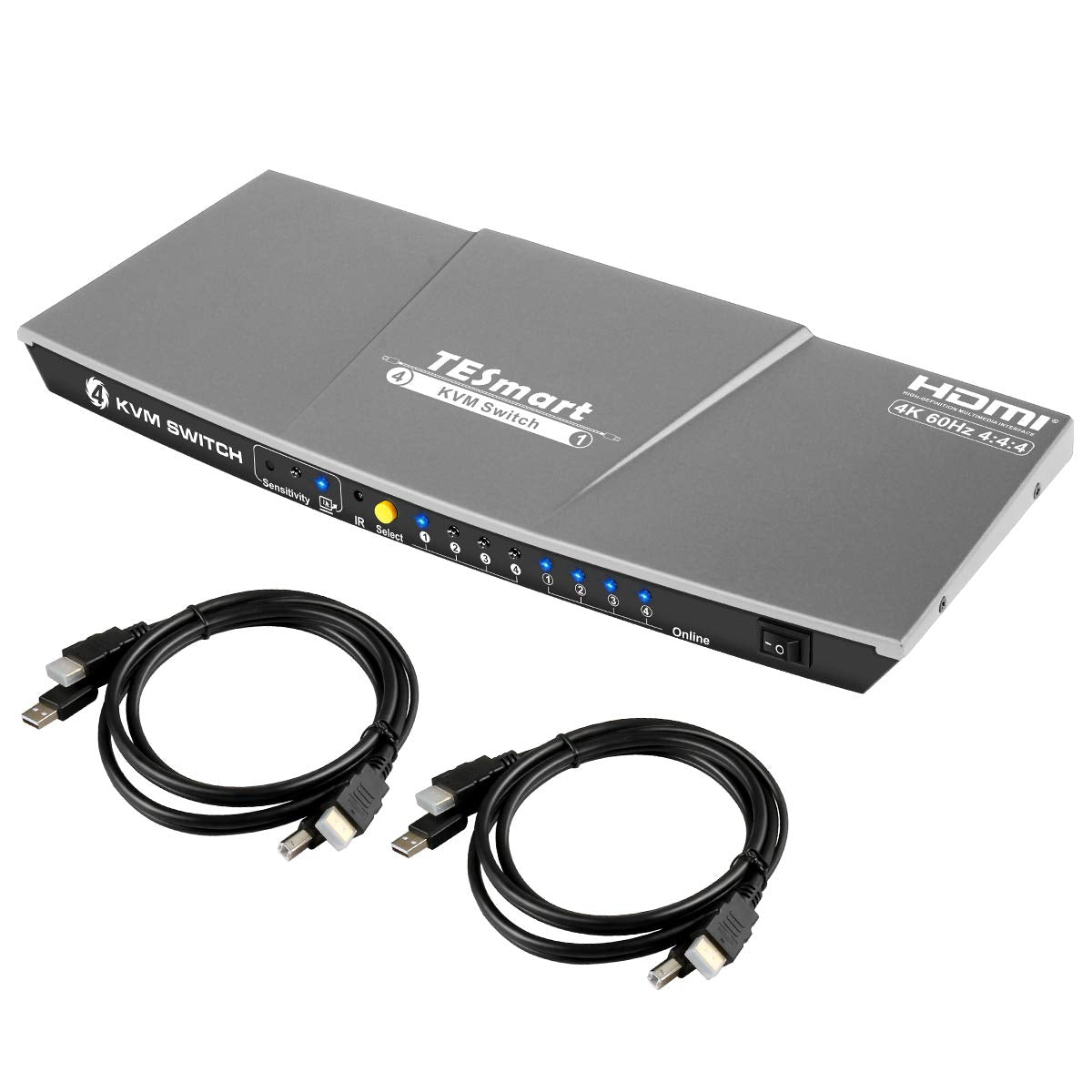 4-Port HDMI KVM Switch with 2 Pcs 5ft KVM Cables N284840