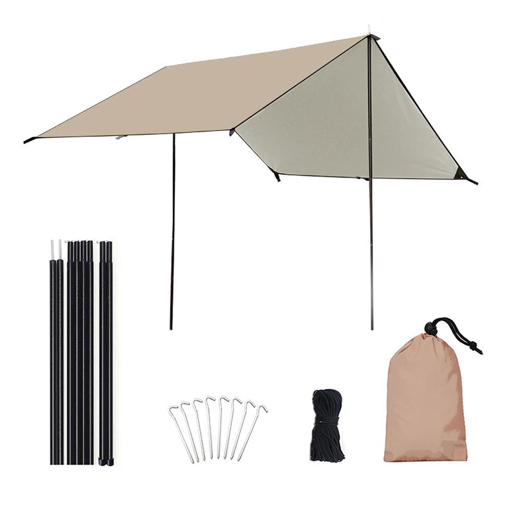 Waterproof Camping Tarp with Poles T1673