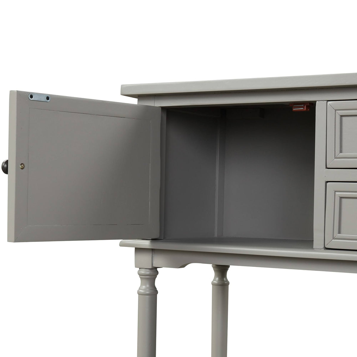 Modern Pine Console Table with 2 Drawer, 1 Cabinet, 1 Shelf, Greige S61101