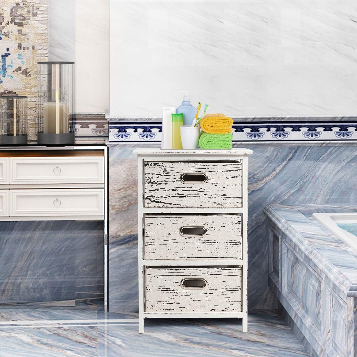 3 Fabrics Storage Drawer Units with Wood Frame B719