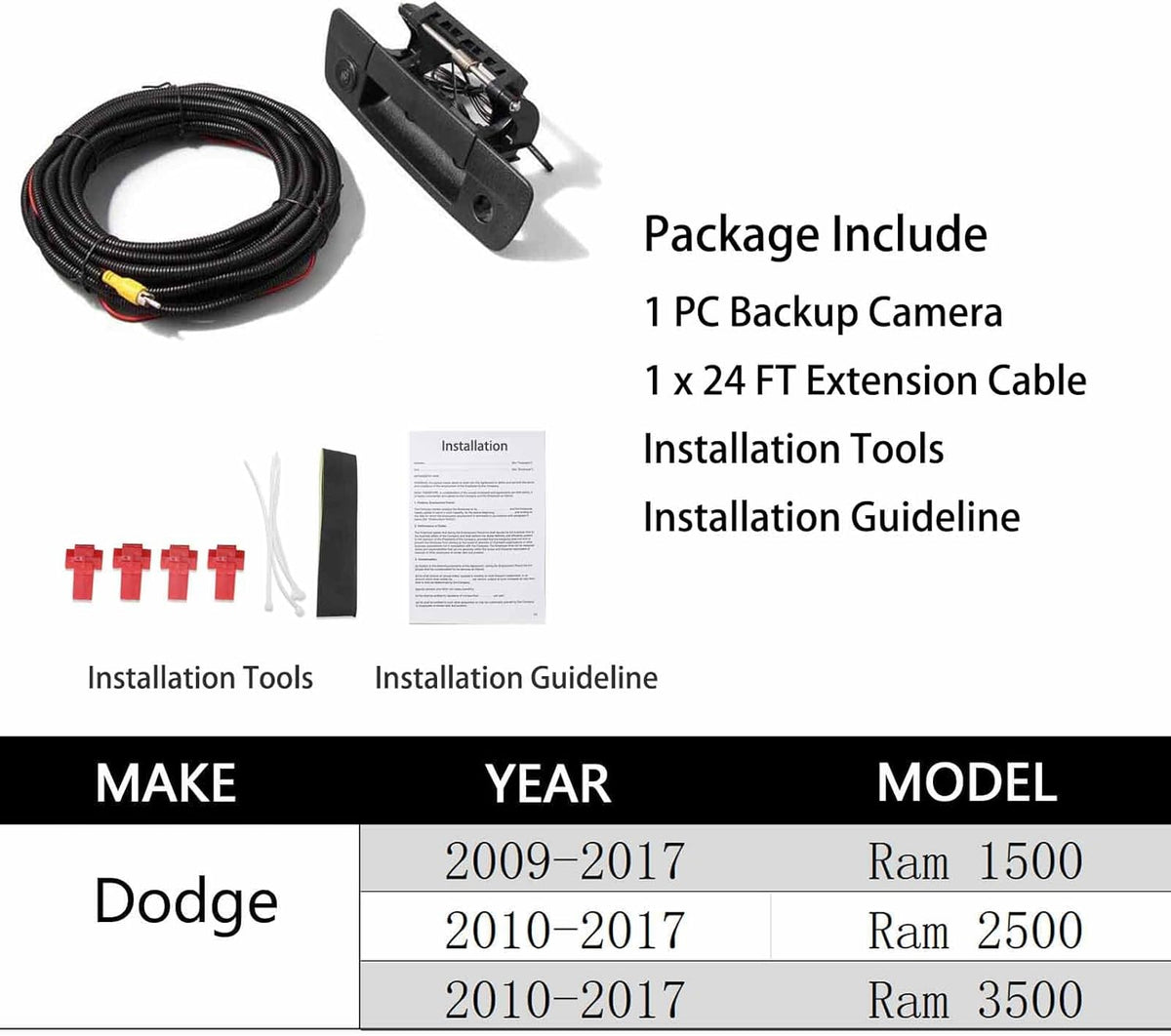 Tailgate Handle Backup Camera for Dodge Ram 1500 2500 3500 (2009-2017) Pack of 2 I864