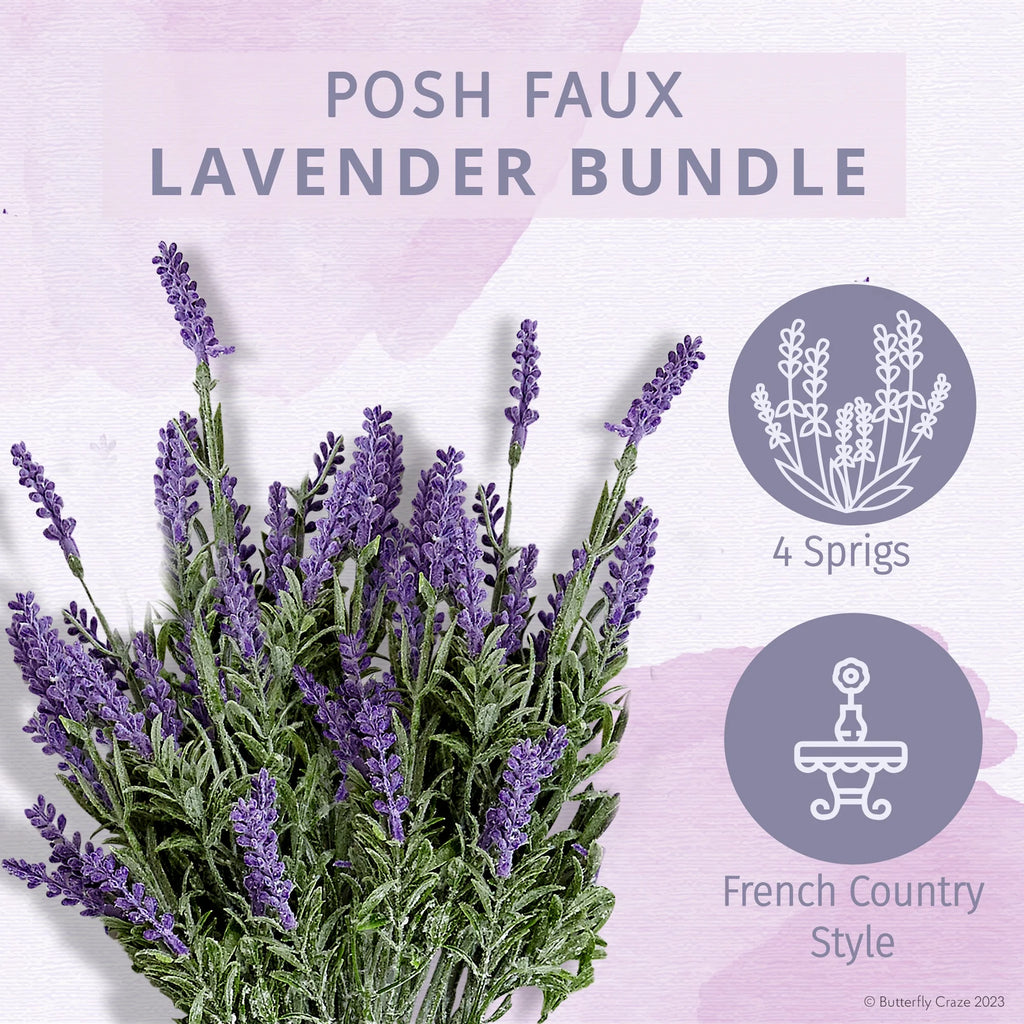 Artificial Lavender 4-Piece Bundle Faux Silk Plants D77760