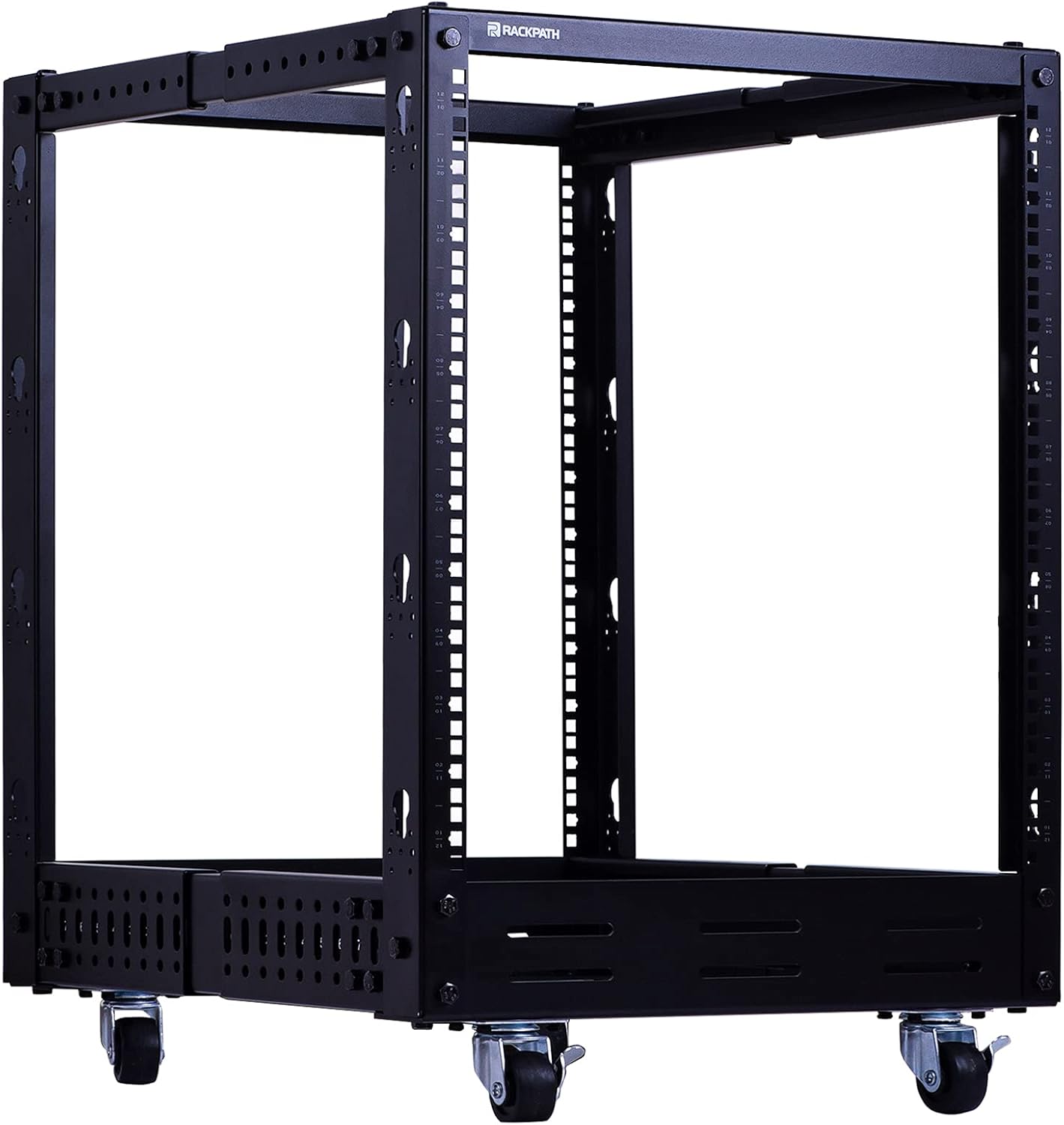 12U Open Frame Server Rack, Heavy Duty 4 Post Adjustable Depth with Casters U658
