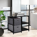 Black 2 Drawer Wooden Lateral File Cabinet with 2 Open Shelves H480