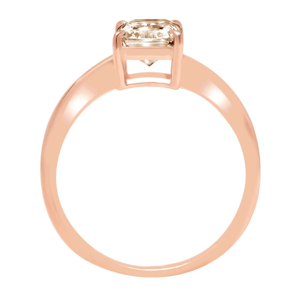1.75ct Radiant Cut Brown Champagne Simulated Diamond 18k Pink Rose Gold Ring Size 3.5 H2594