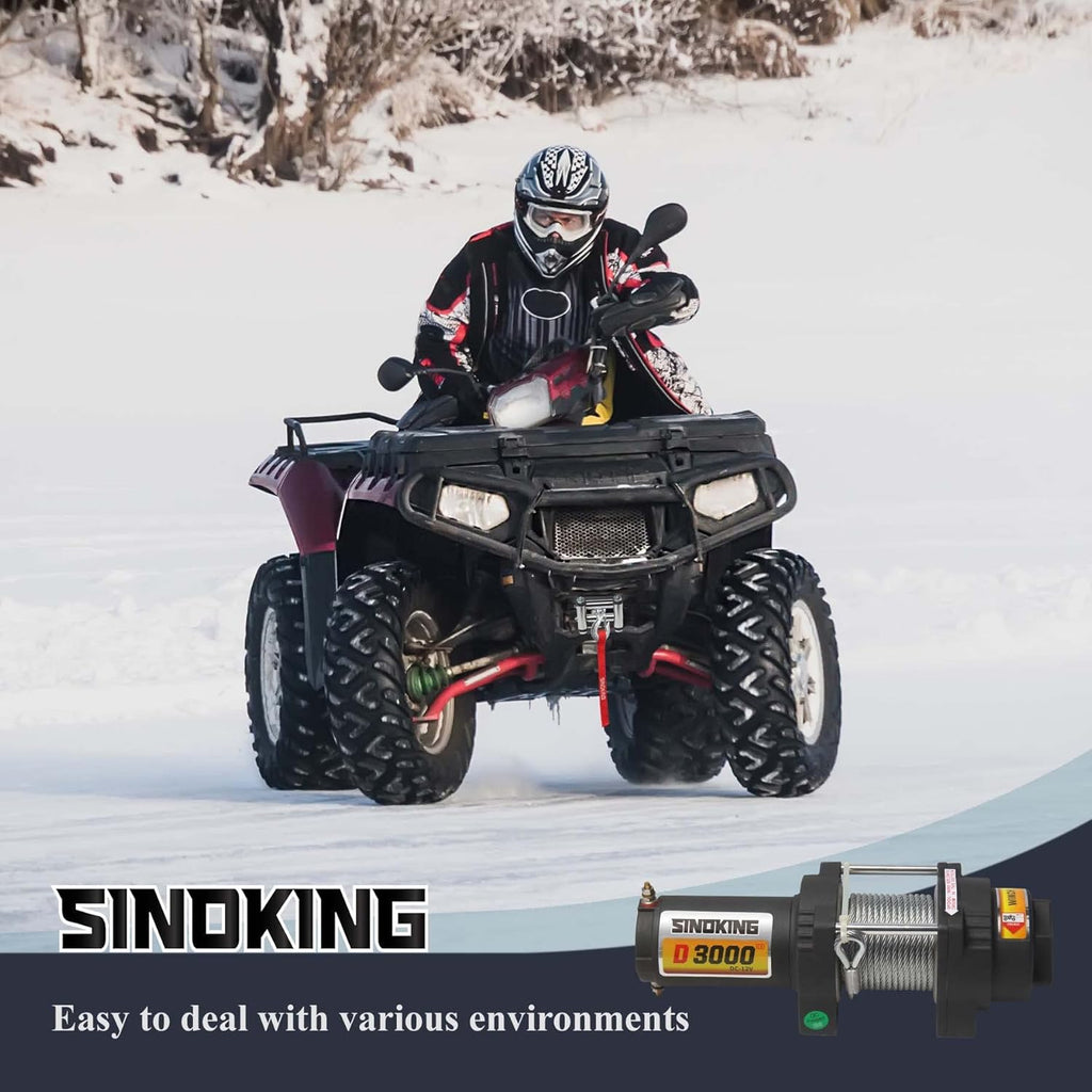 12VDC 3000LB UTV ATV Winch with Steel Cable Electric Winch Kit with Wireless Remote Control C983