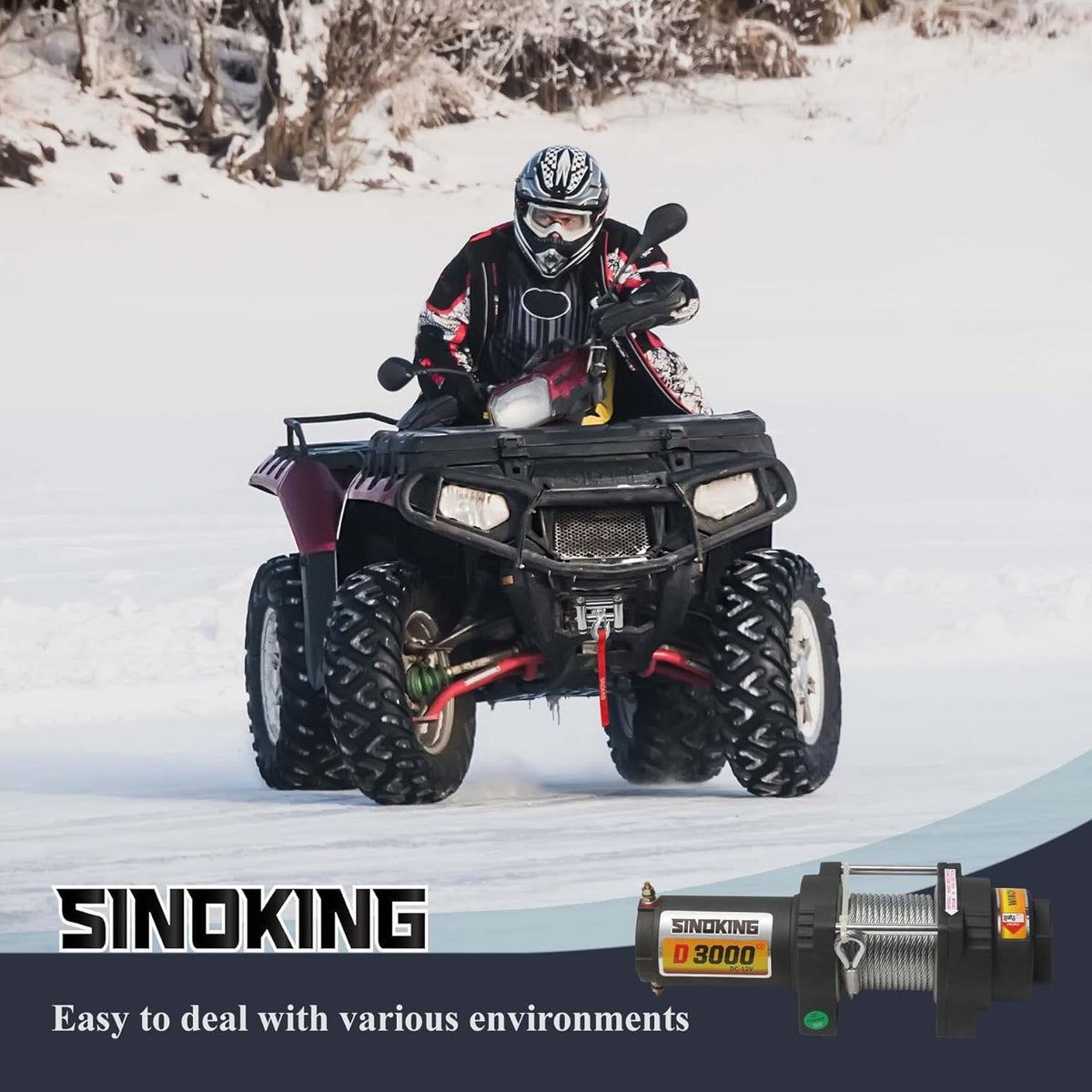 12VDC 3000LB UTV ATV Winch with Steel Cable Electric Winch Kit with Wireless Remote Control C983