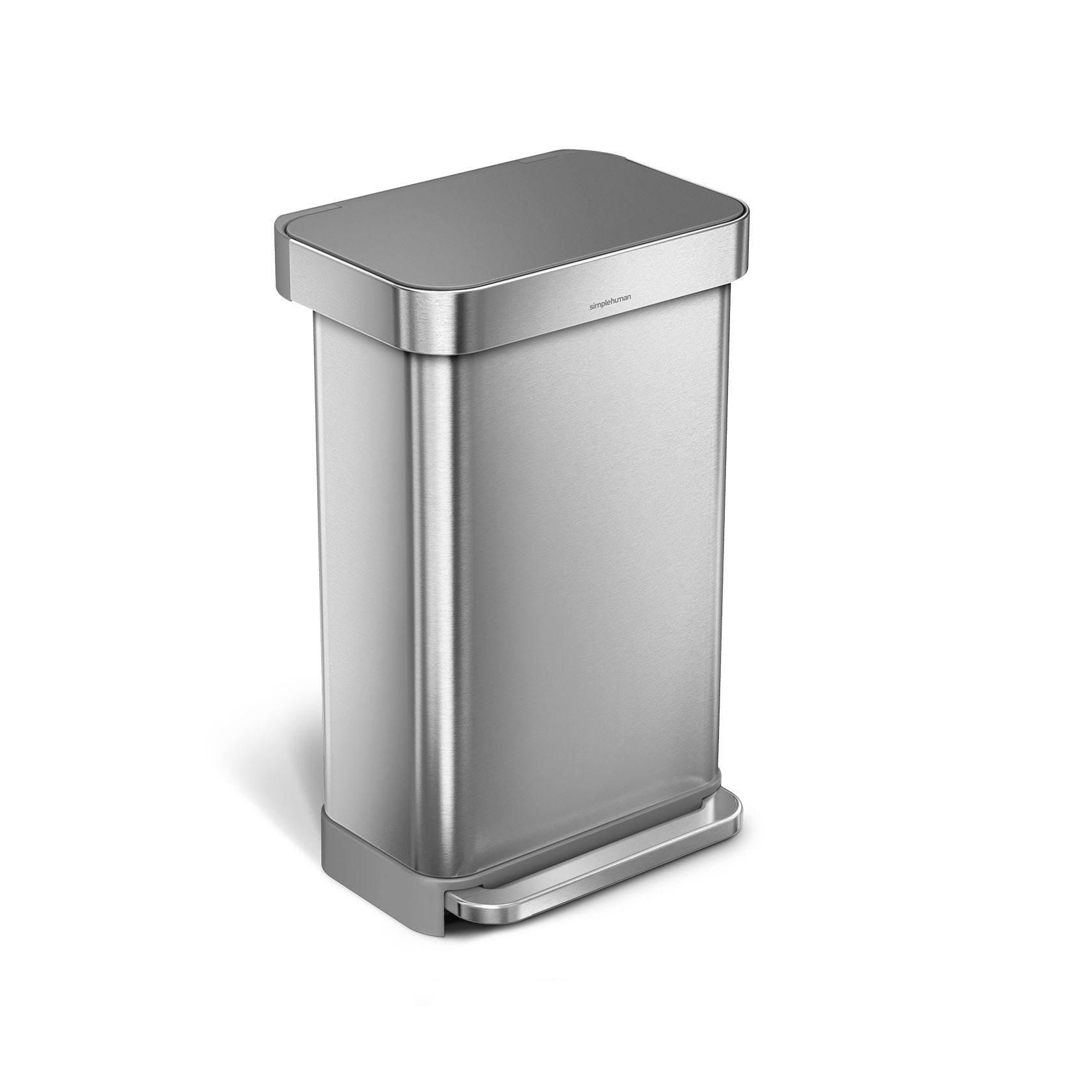 Brushed Stainless Steel Kitchen Step Trash Can T41347