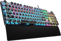 Retro Mechanical Gaming Keyboard, 104 Keys, RGB Rainbow Backlit, USB Wired, Blue Switch O42655