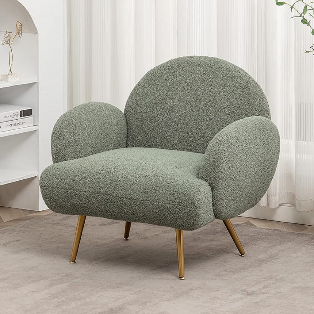 Green Upholstered Accent Chair with Metal Frame U136