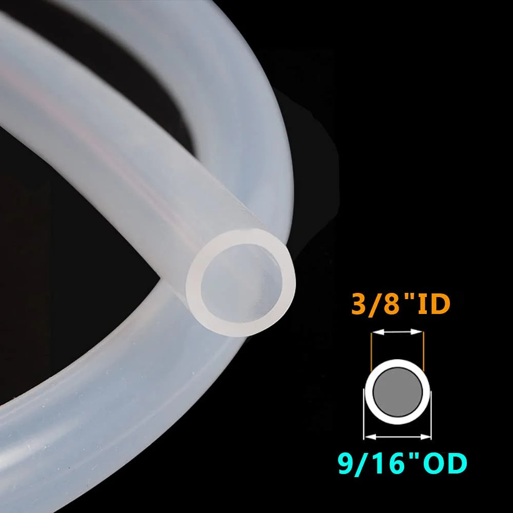 3/8" ID x 9/16" OD Silicone Tubing Food Grade Pure Silicon Tube, 3.28ft Length X351